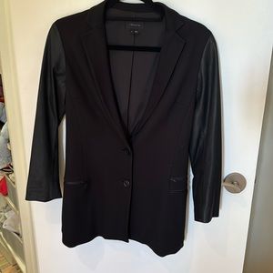 Theory Black Blazer with Leather sleeves size 2